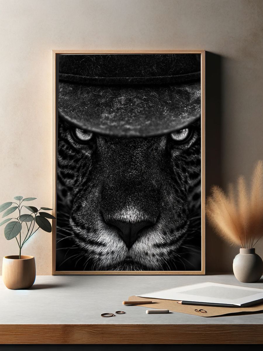 Panther Cowboy Portrait Poster. — room view 2
