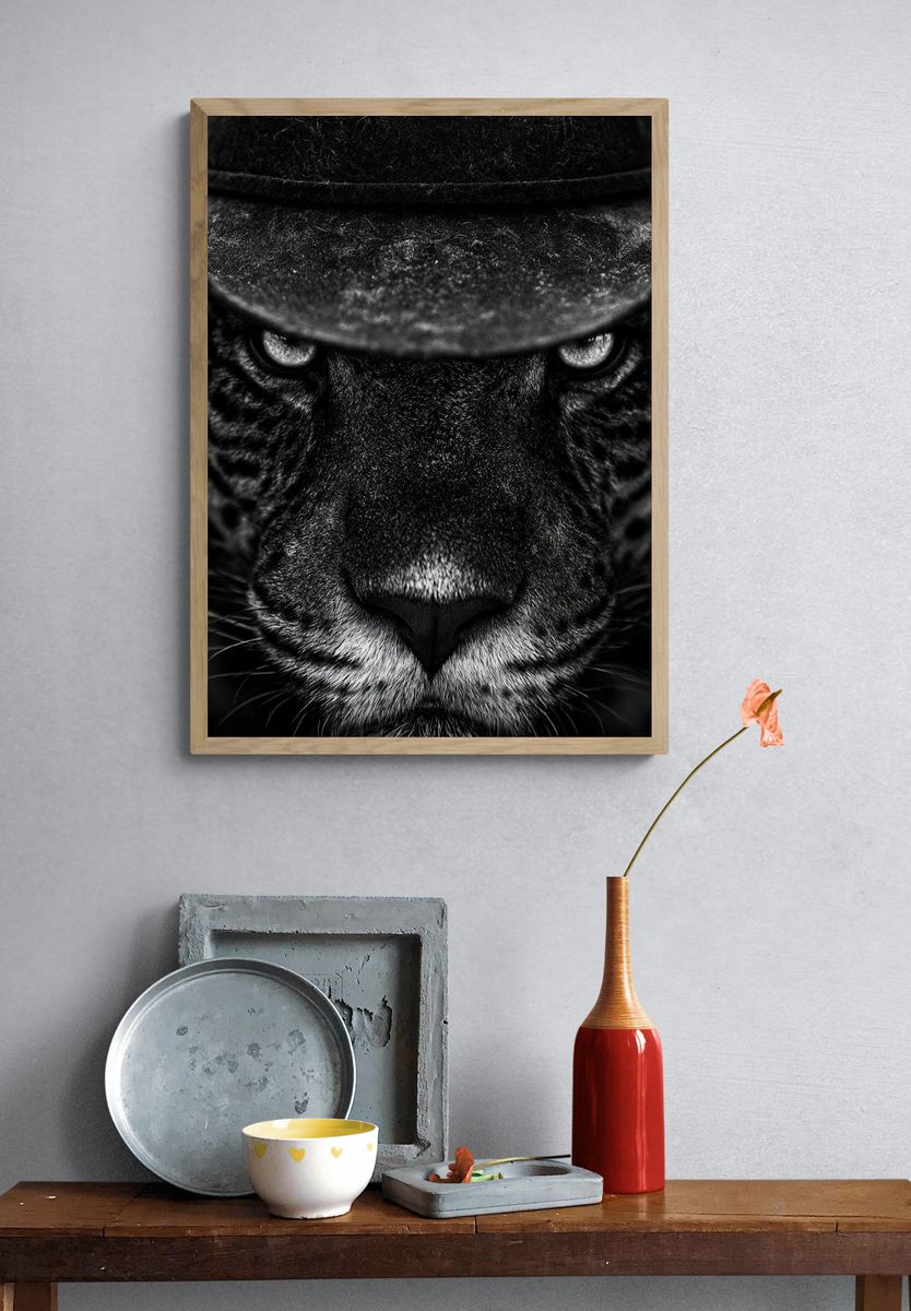 Panther Cowboy Portrait Poster. — room view 3