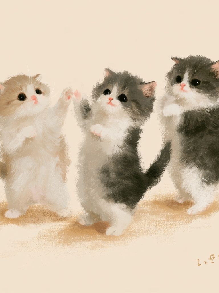 Three Kittens Watercolor Poster. poster — animals art