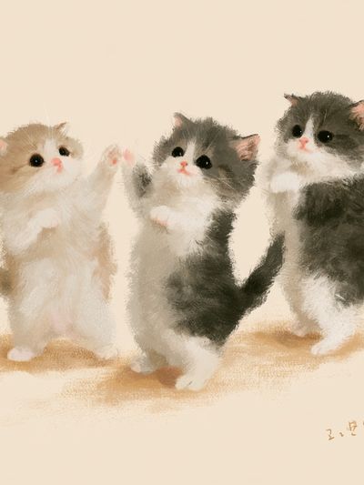 Three Kittens Watercolor Poster.