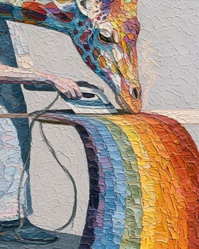 Rainbow Giraffe Illustration Poster. poster