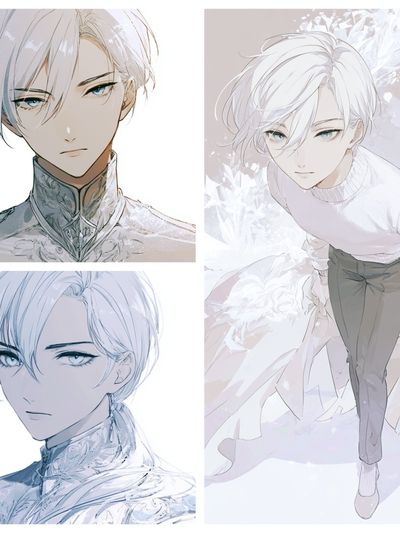 White-Haired Anime Portrait Poster.