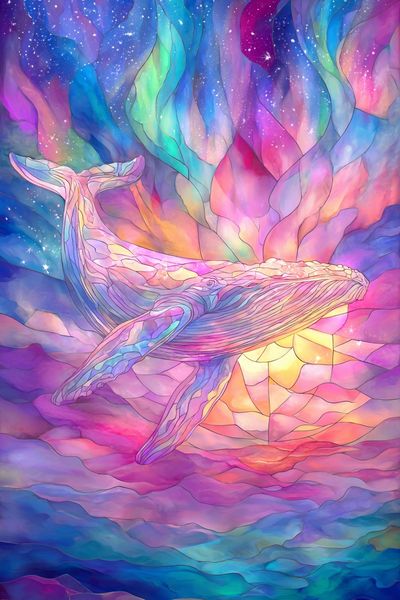 Stained Glass Whale Poster. poster
