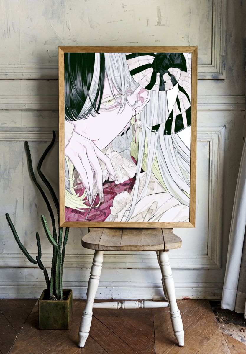 Anime Floral Portrait Poster. room preview