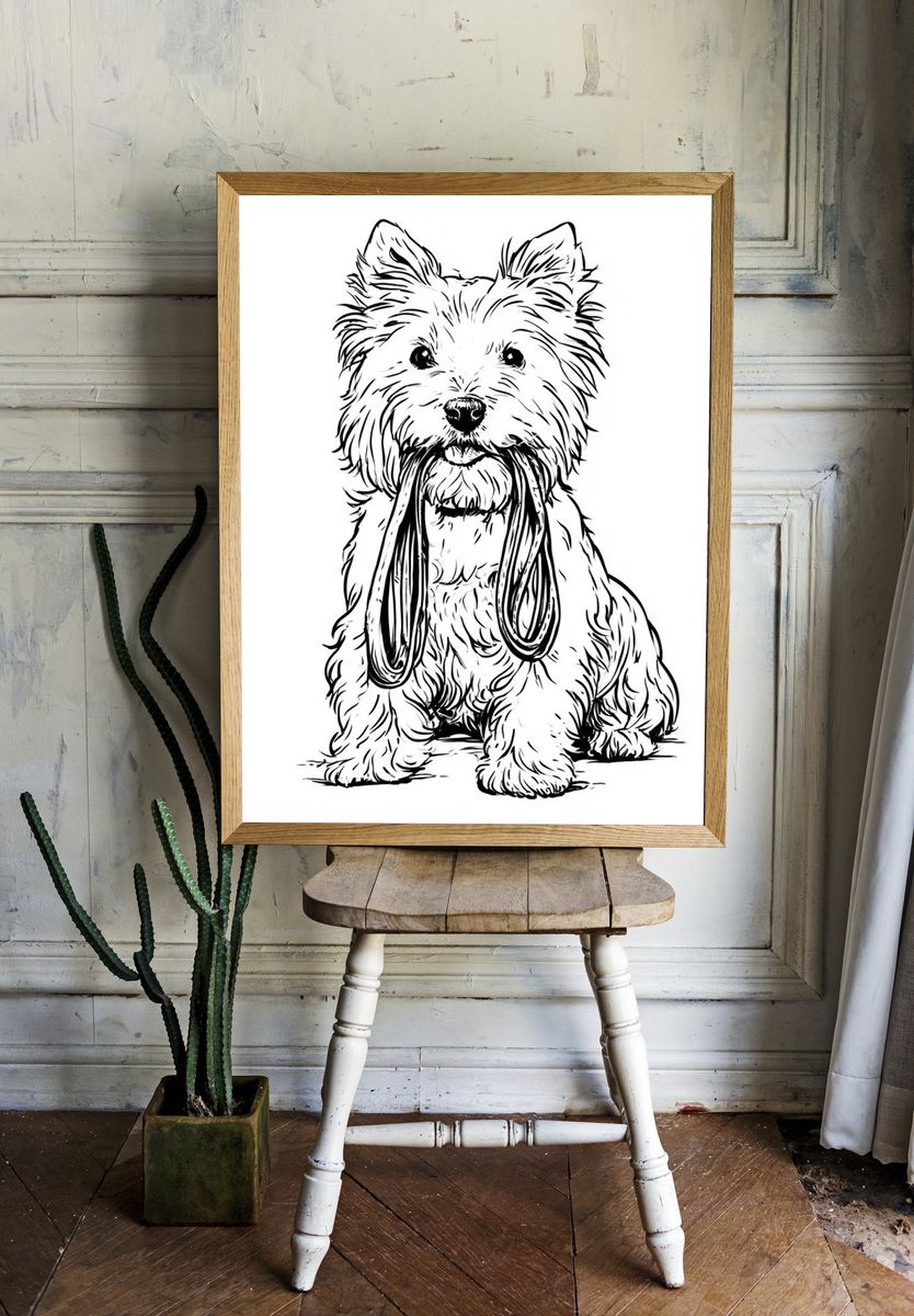 Westie Line Art Poster. — room view 1