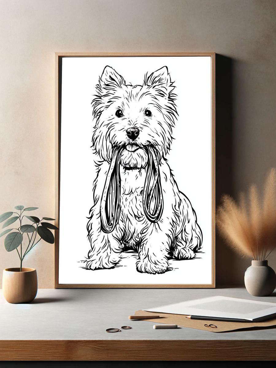 Westie Line Art Poster. — room view 2