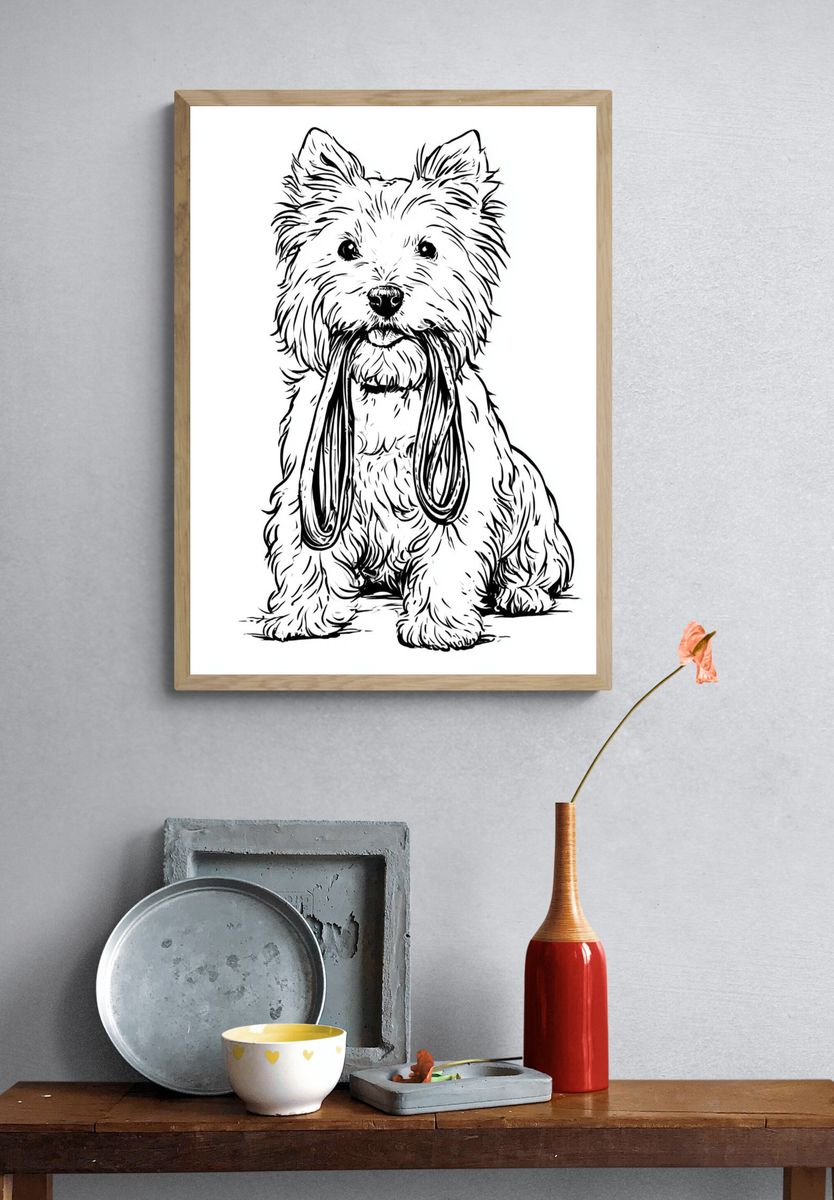 Westie Line Art Poster. — room view 3