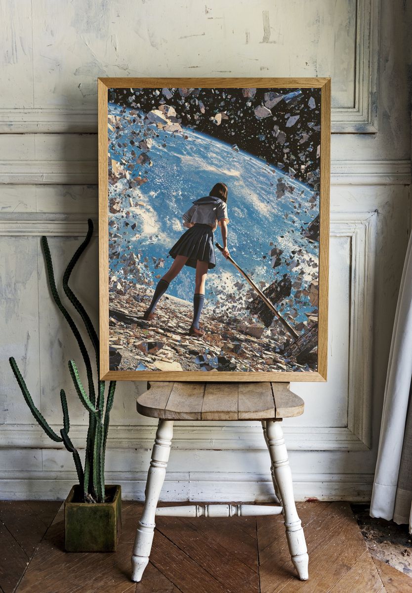 Girl at the Edge of Earth Sci-Fi Print. — room view 1