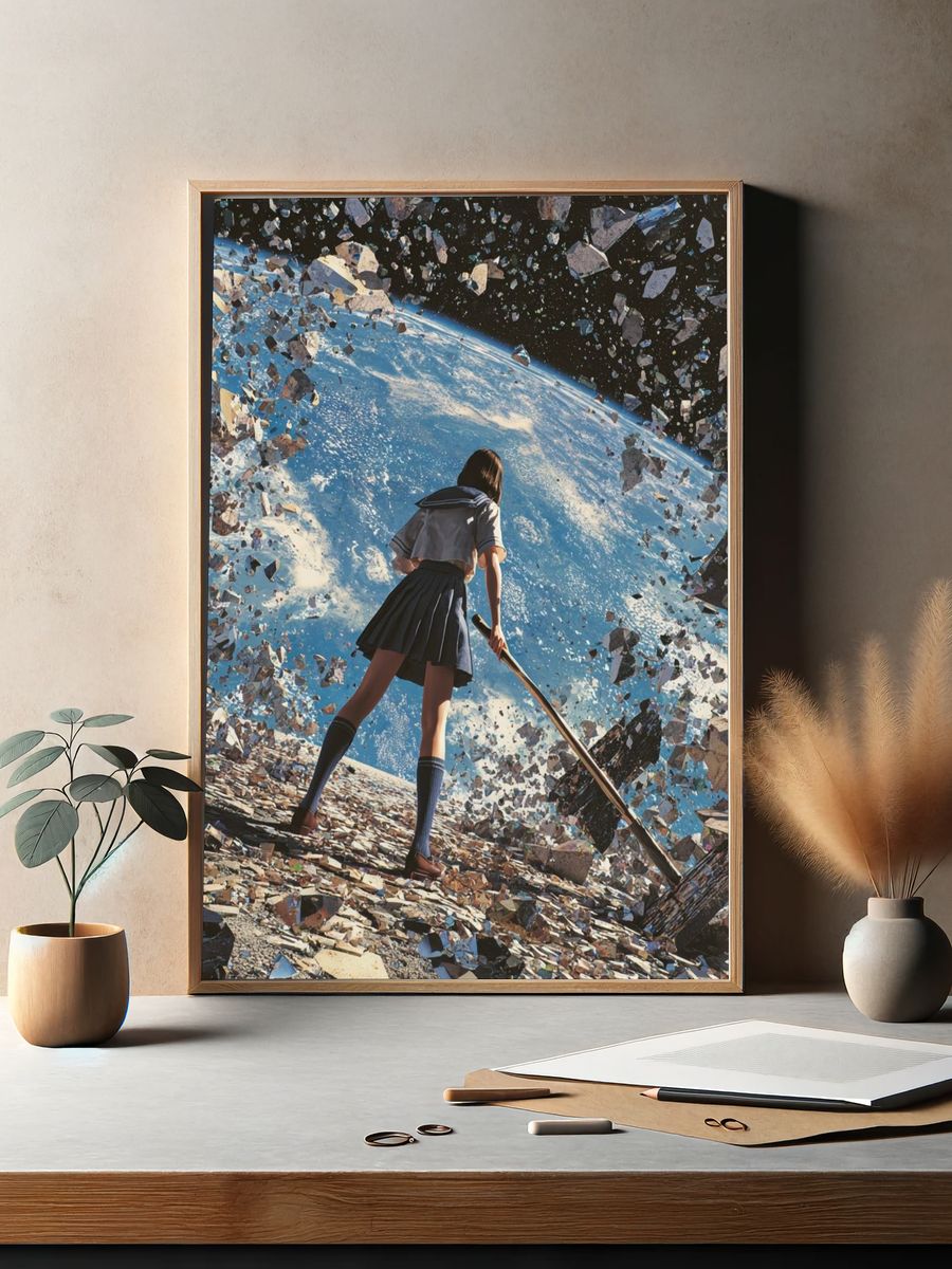 Girl at the Edge of Earth Sci-Fi Print. — room view 2