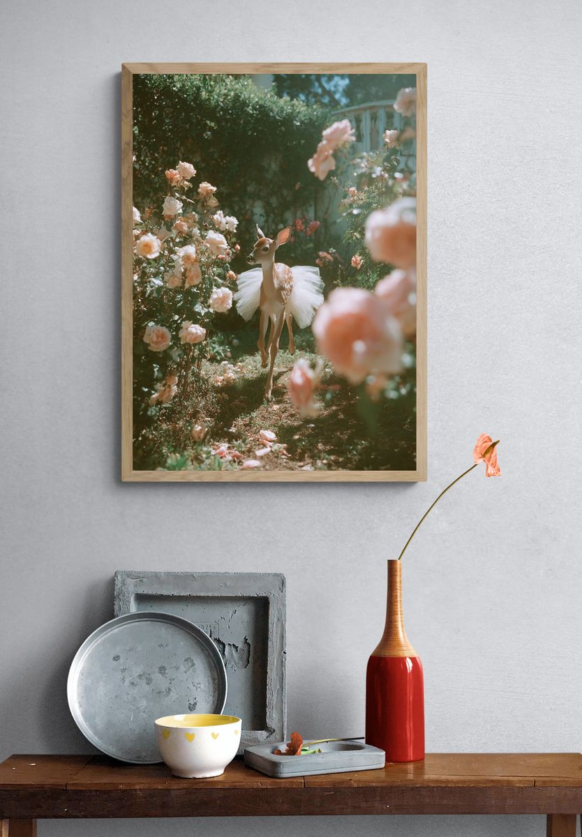 Ballet Deer Garden Print. — room view 3