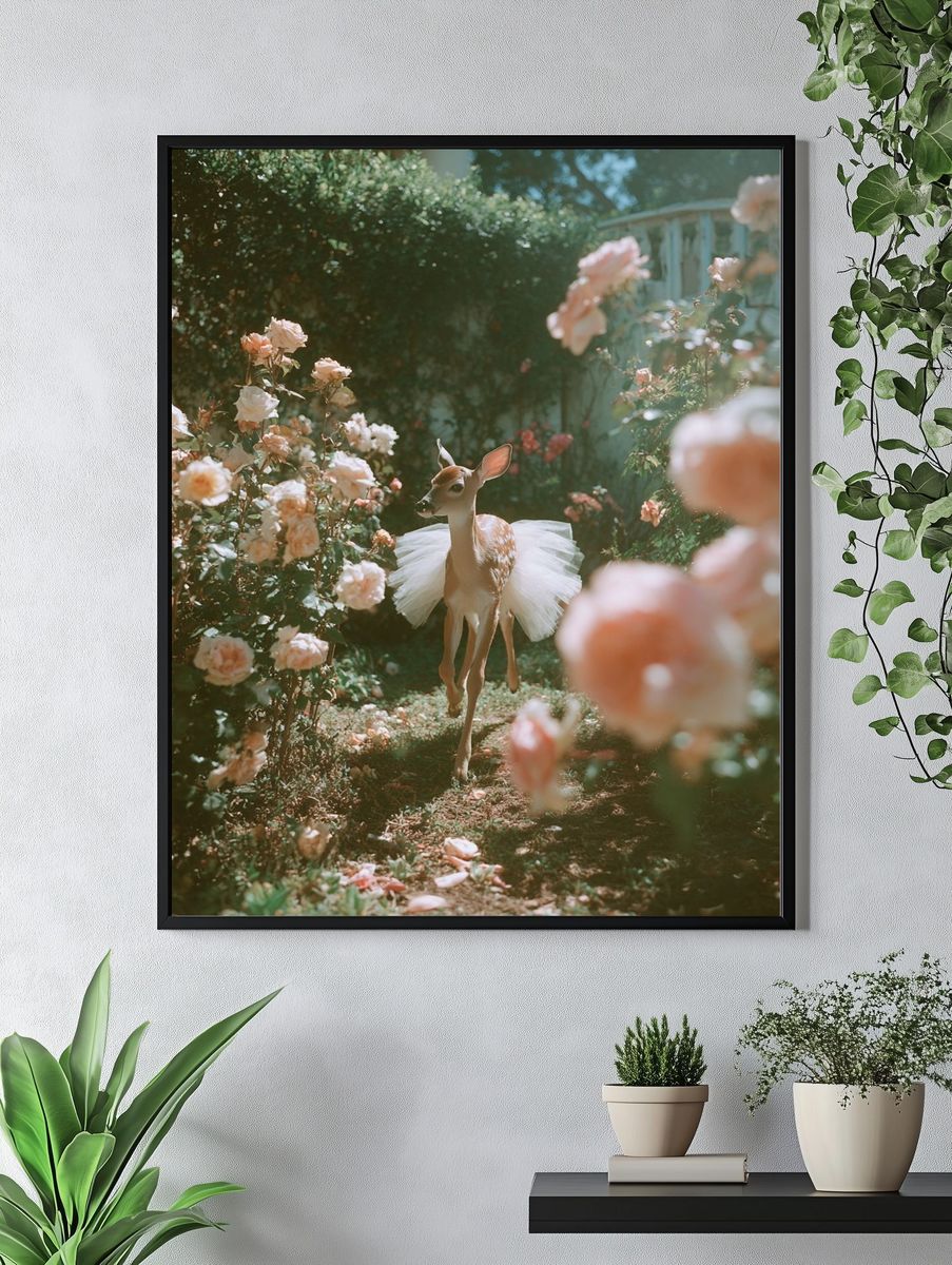 Ballet Deer Garden Print. — room view 4