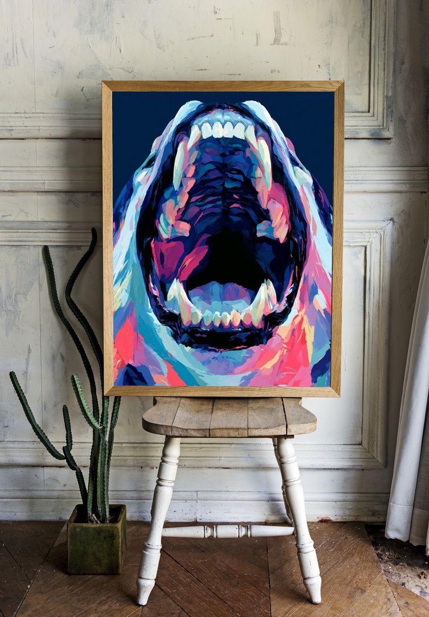 Roaring Tiger Pop-Art Poster. room preview