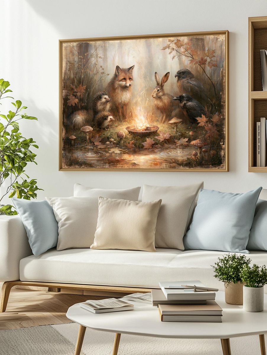 Forest Animals Campfire Print. — room view 2
