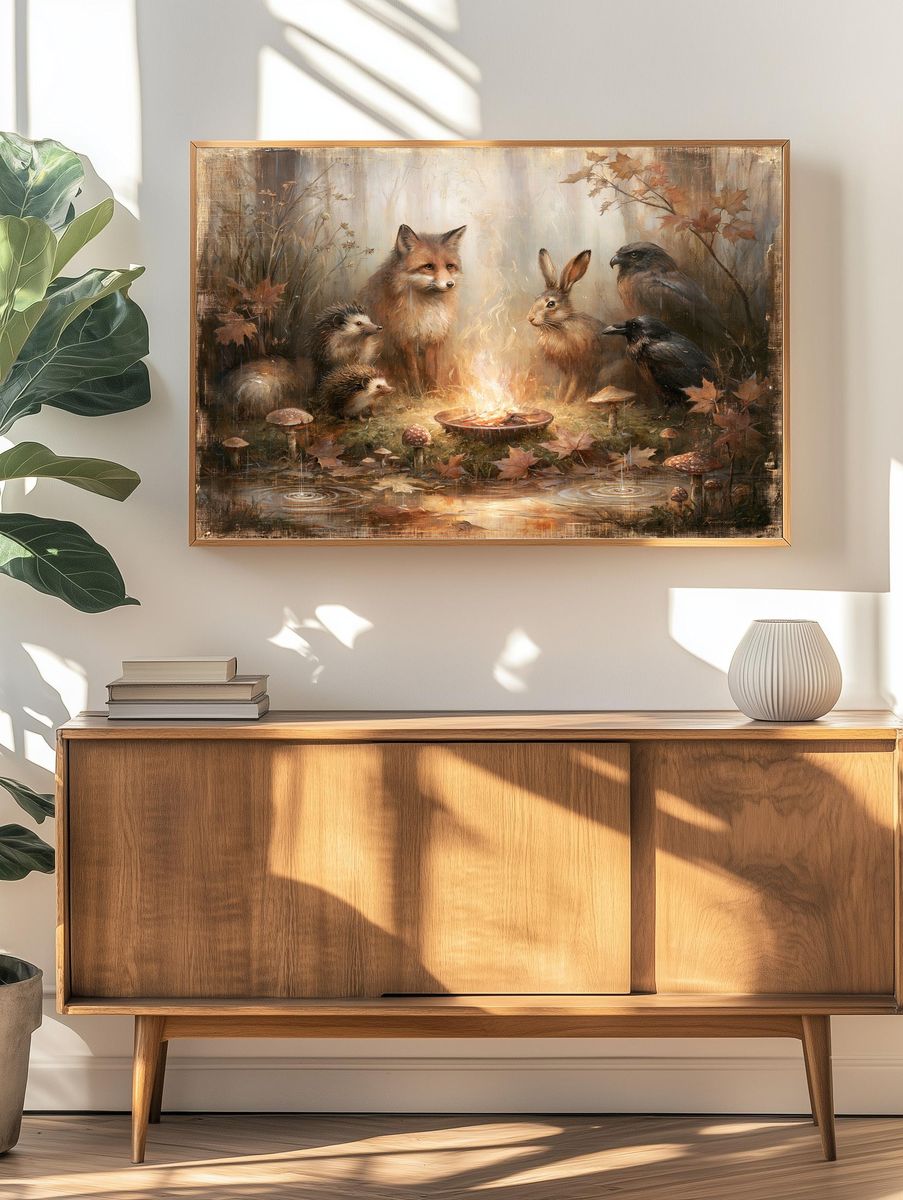 Forest Animals Campfire Print. — room view 3