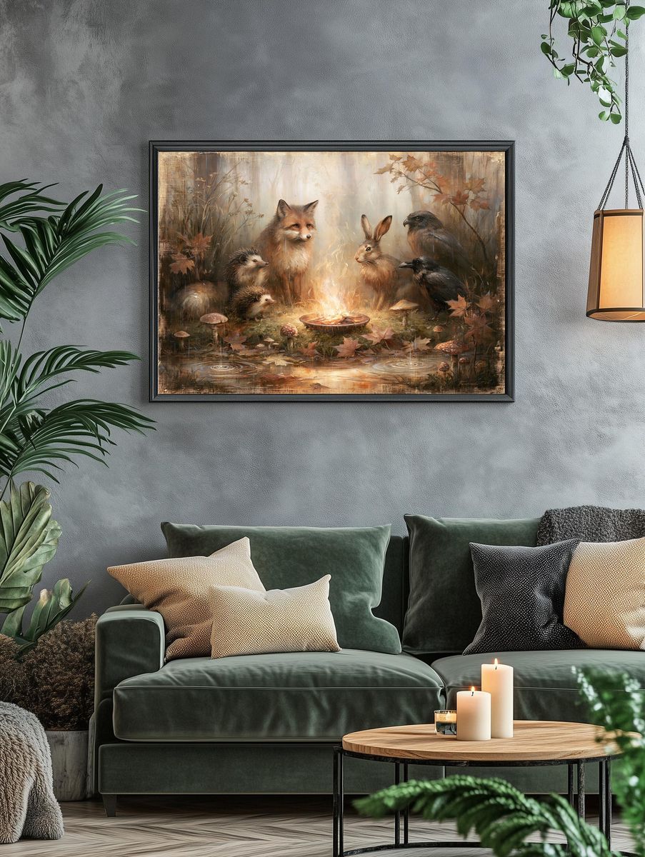 Forest Animals Campfire Print. — room view 4