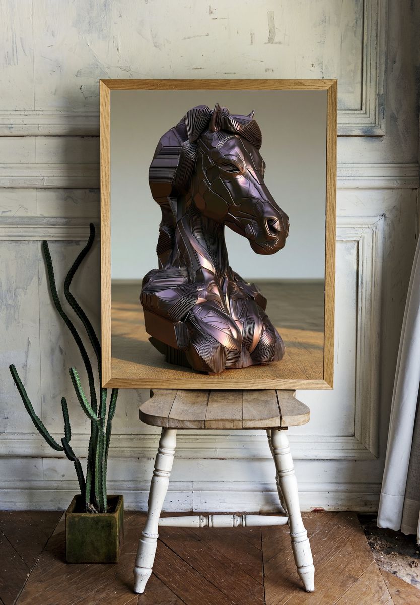 Abstract Horse Bust Print. room preview