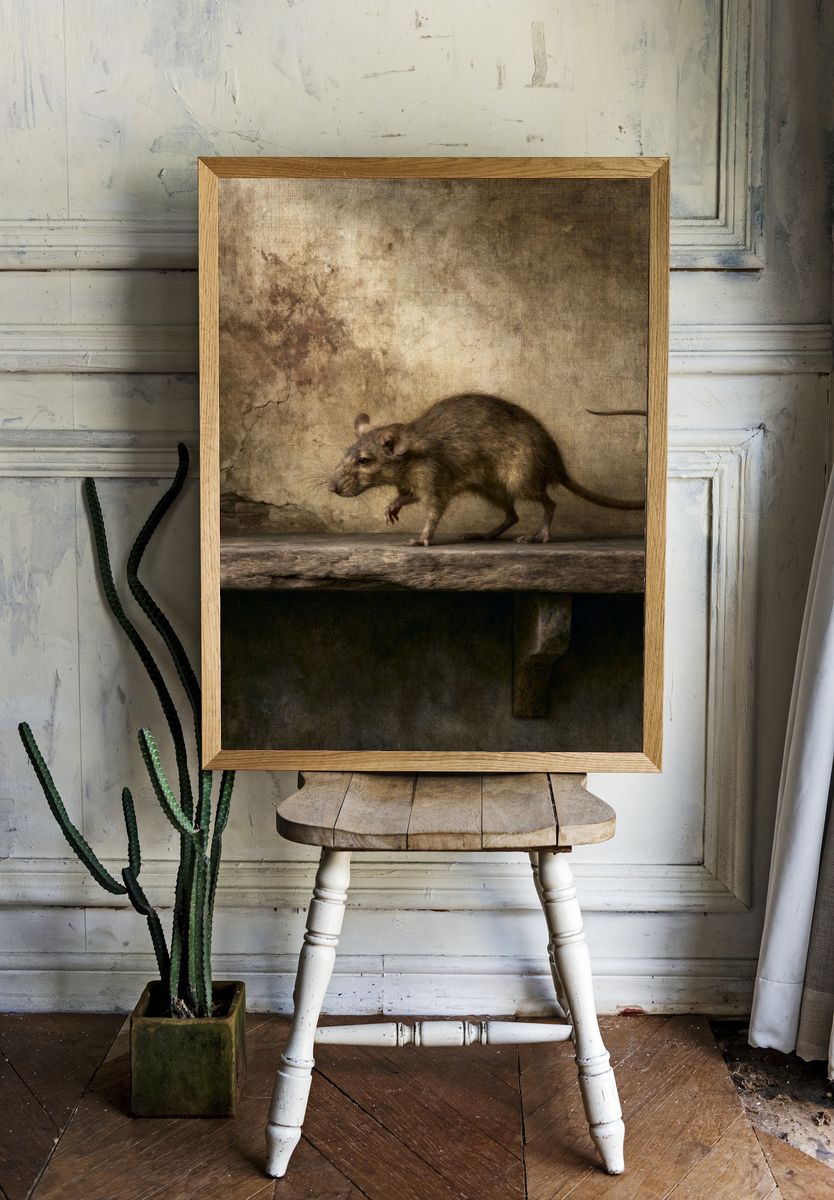 Vintage Rat Portrait Poster. room preview