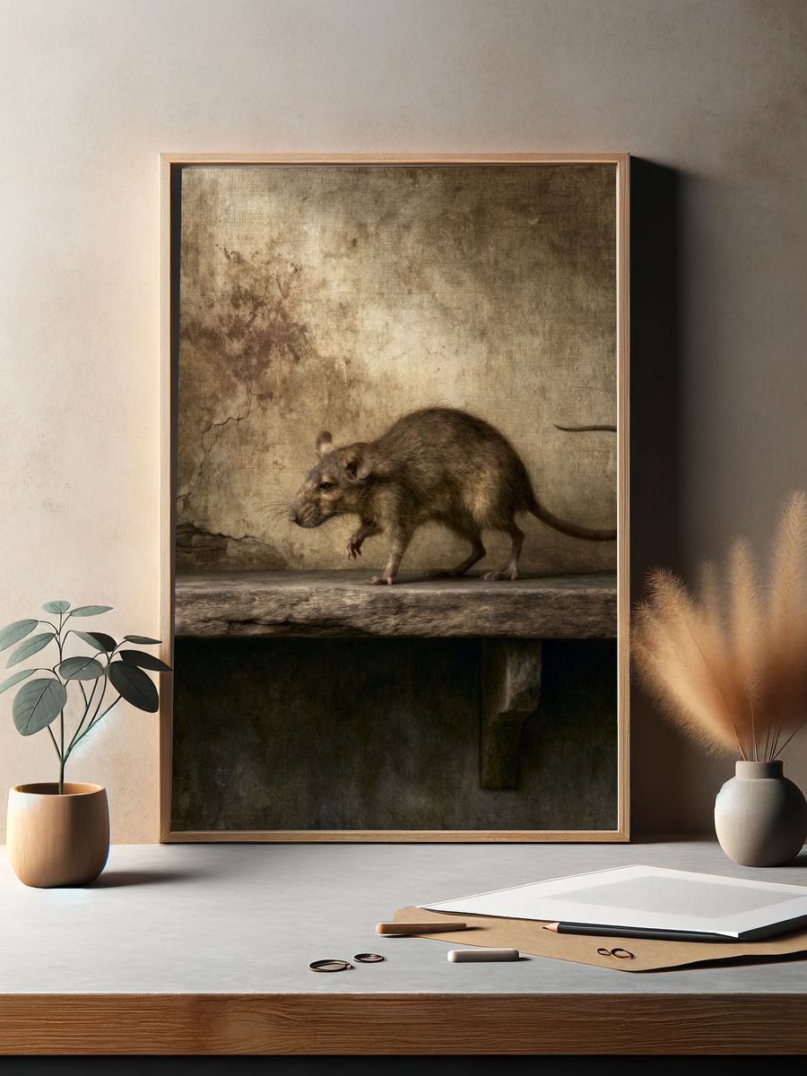 Vintage Rat Portrait Poster. — room view 2
