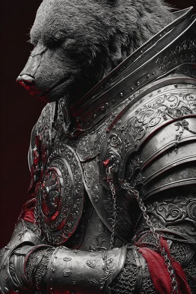 Armored Bear Fantasy Print.
