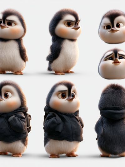 Cute Penguin Character Study Poster. poster