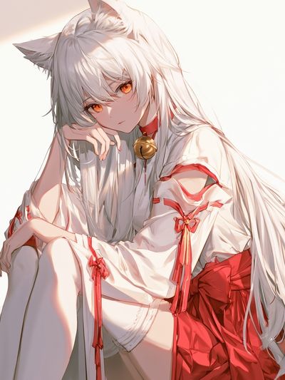White Fox Girl Anime Print.