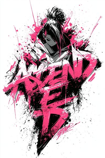 Anime Rebel Girl Digital Art Poster.
