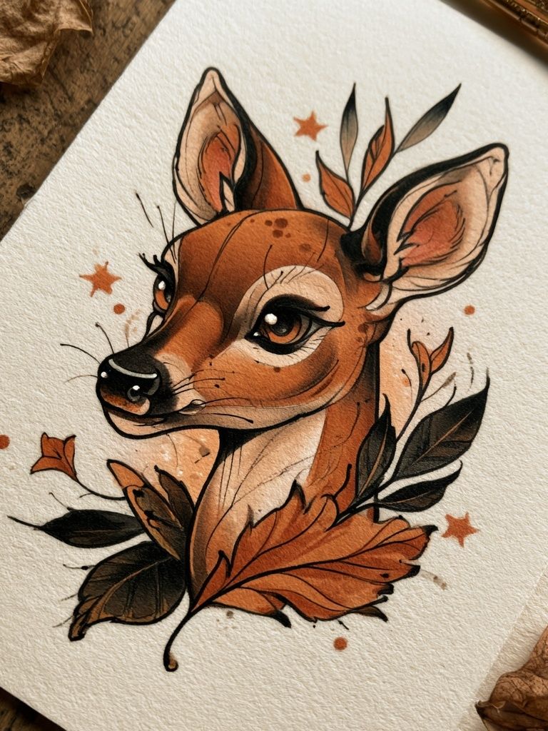 Autumn Deer Illustration Poster. poster — animals art
