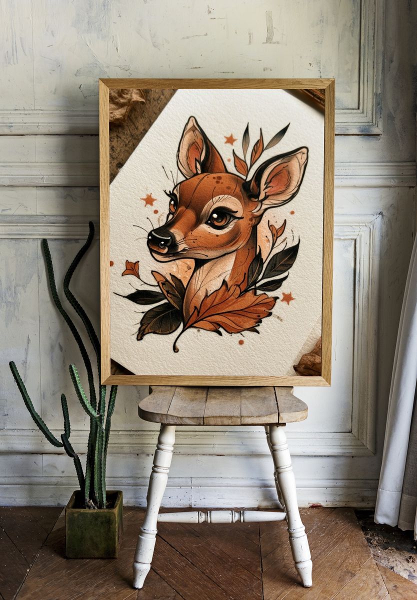Autumn Deer Illustration Poster. room preview
