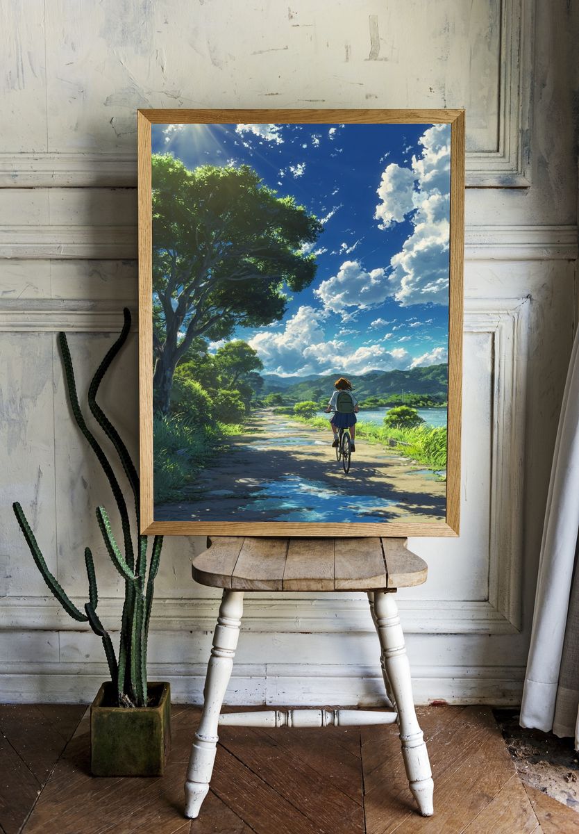 Cycling Under Summer Sky Poster. — room view 1