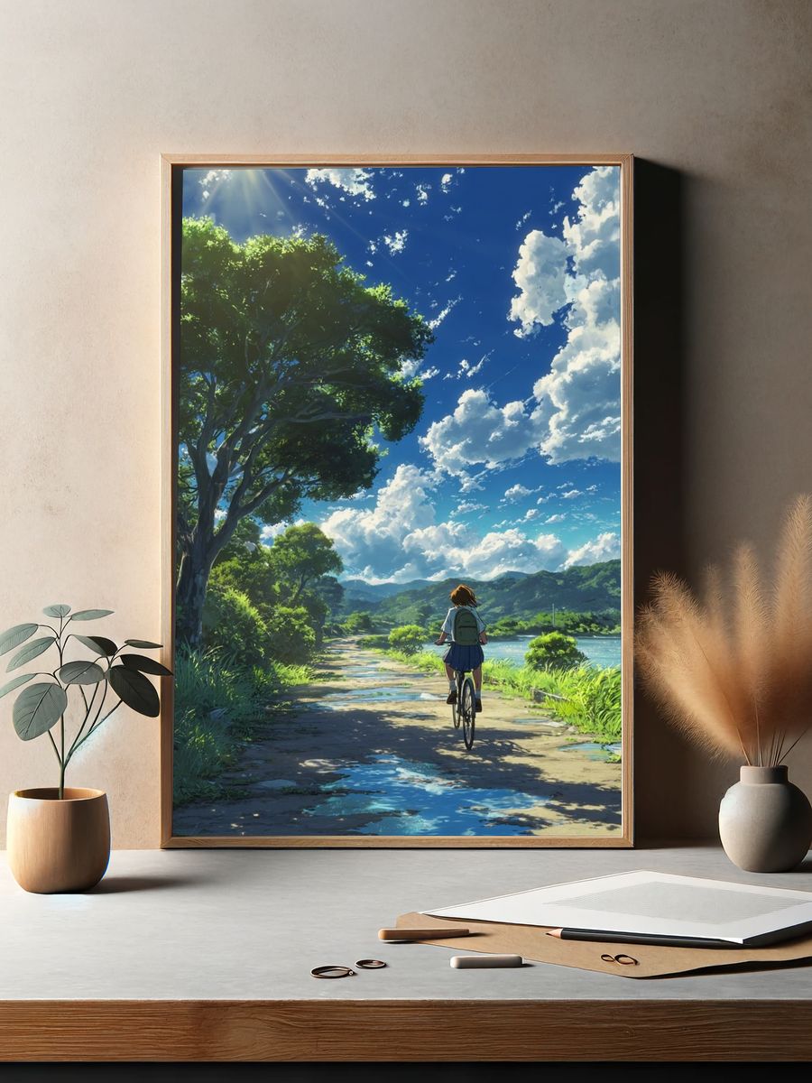 Cycling Under Summer Sky Poster. — room view 2