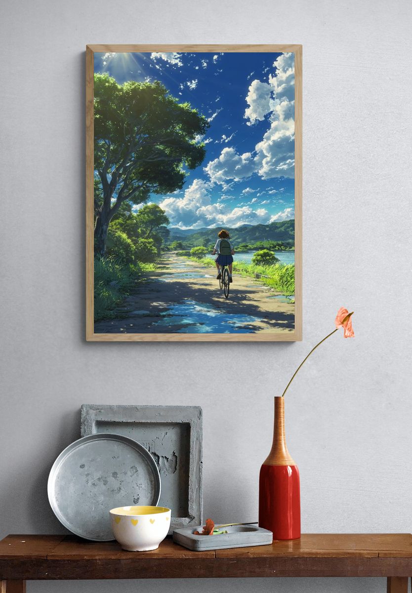 Cycling Under Summer Sky Poster. — room view 3