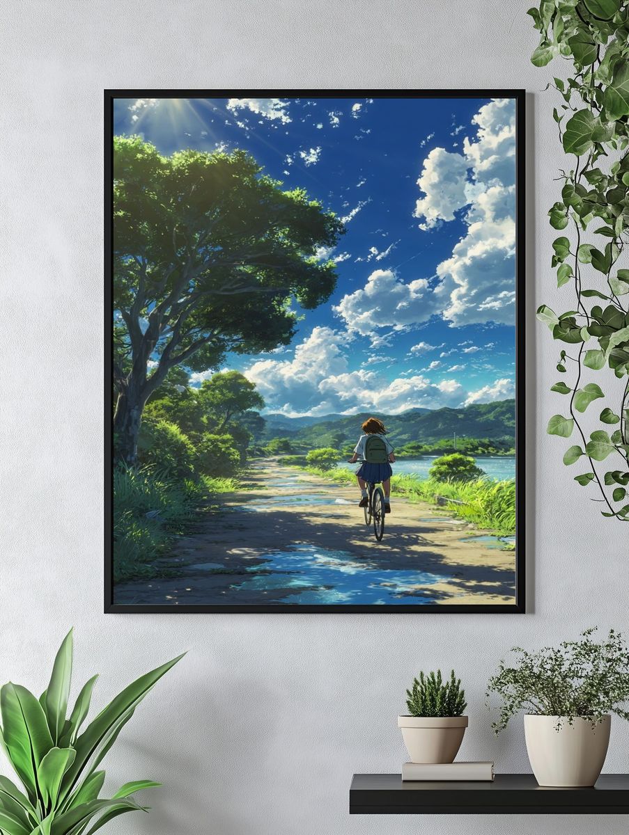 Cycling Under Summer Sky Poster. — room view 4
