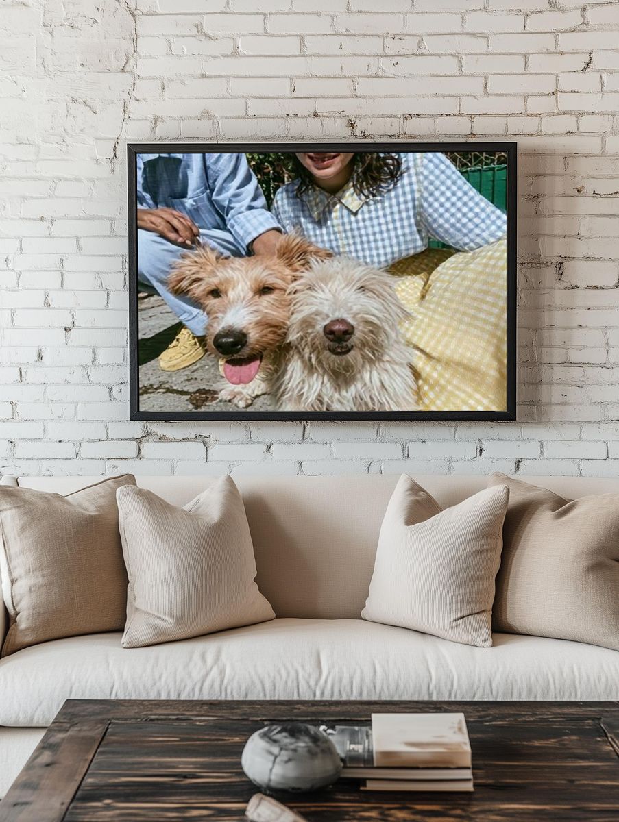 Playful Dogs Portrait Poster. room preview