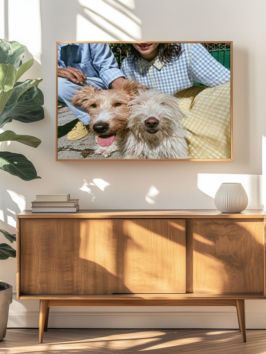 Playful Dogs Portrait Poster. — room view 3