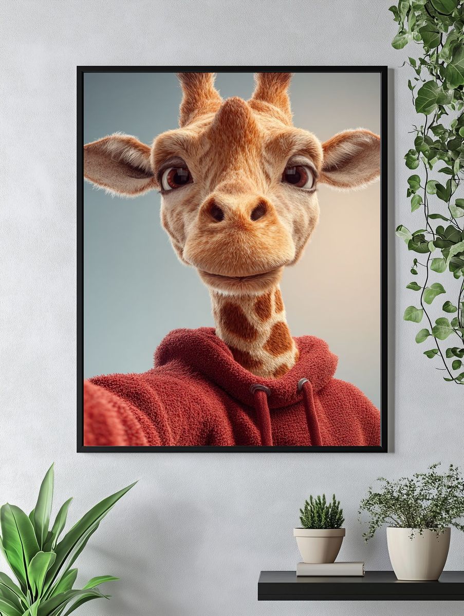 Giraffe Selfie Illustration Poster. — room view 4