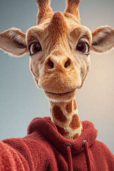Giraffe Selfie Illustration Poster.