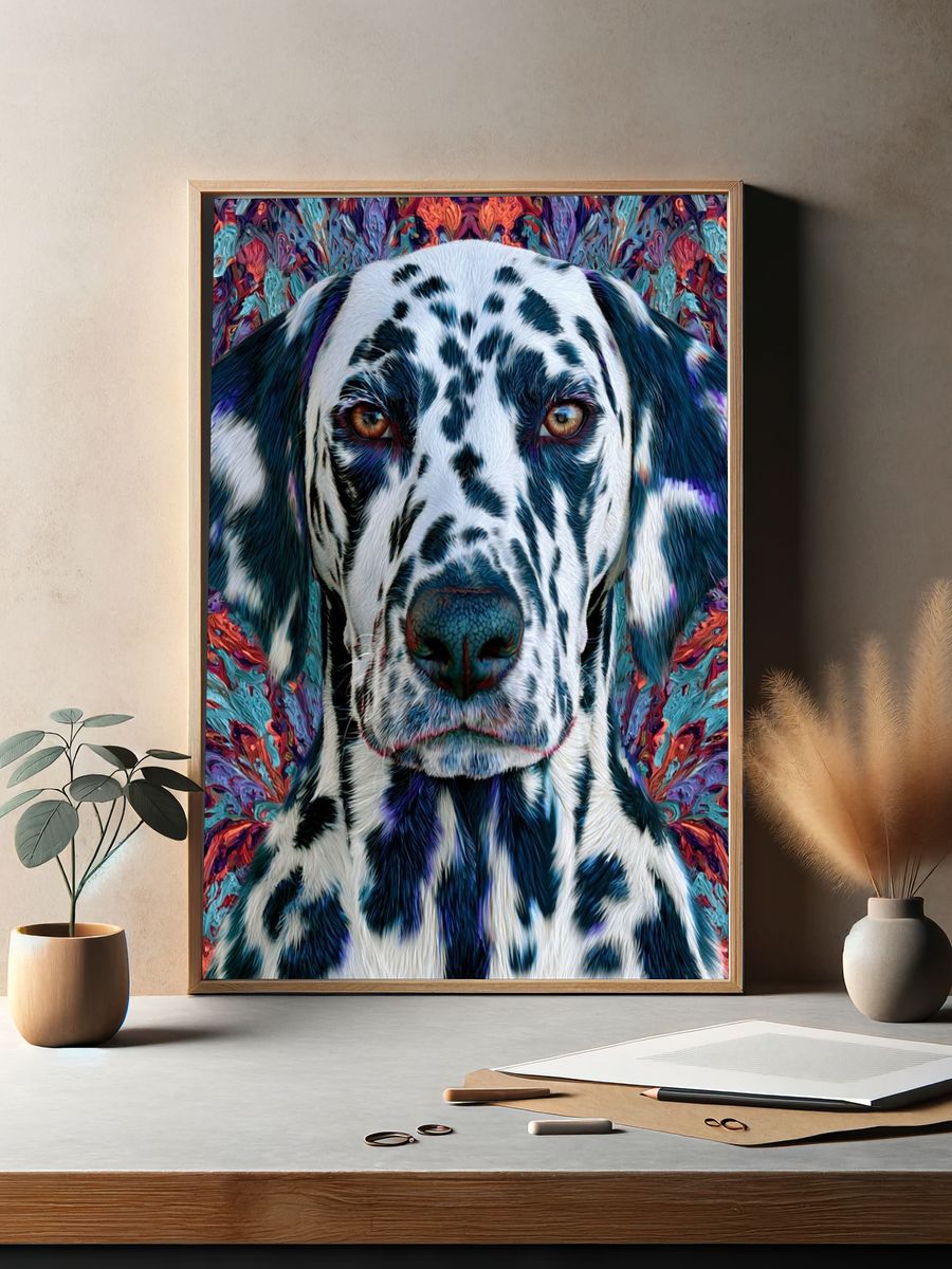 Dalmatian Portrait Illustration Poster. — room view 2