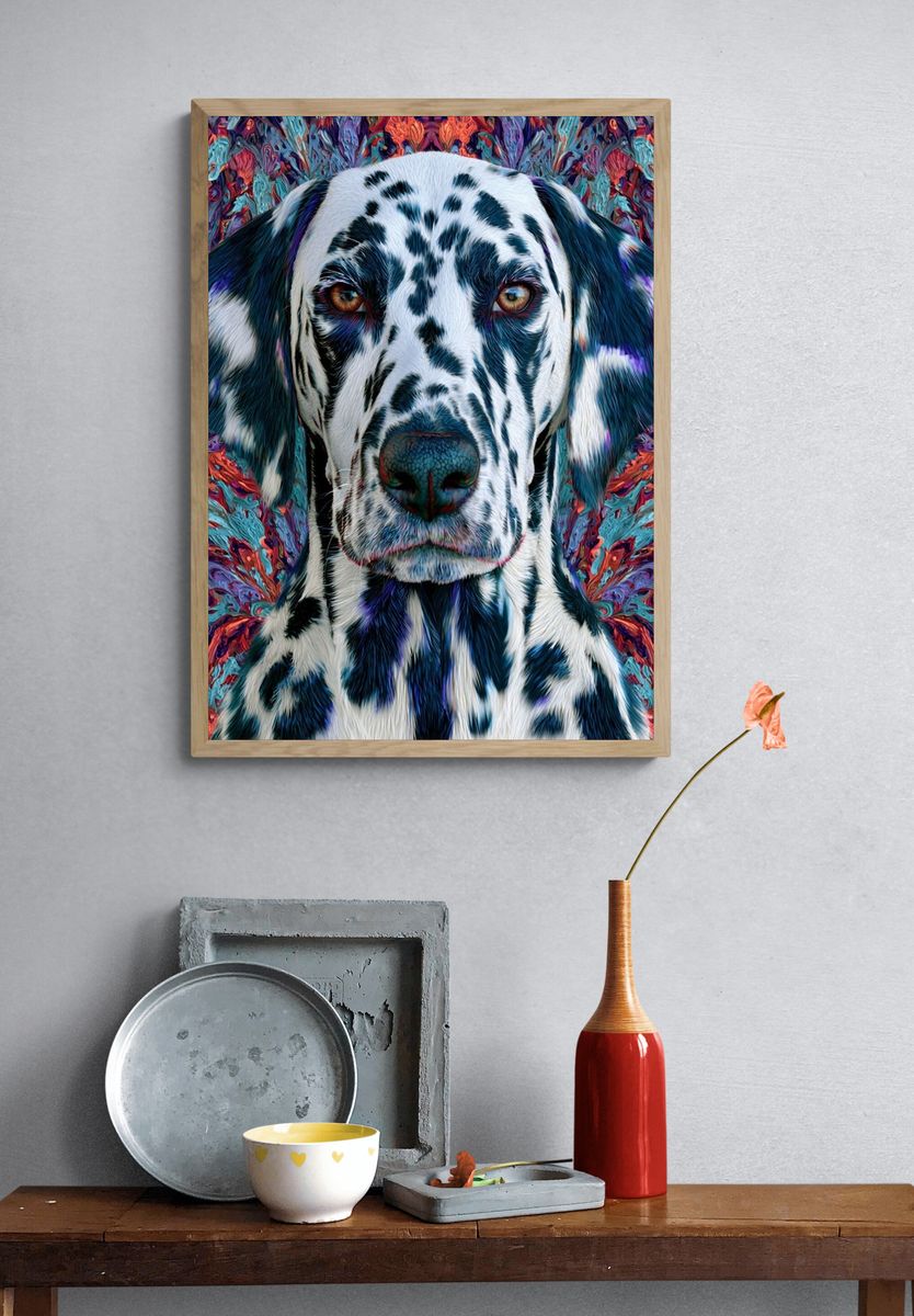 Dalmatian Portrait Illustration Poster. — room view 3