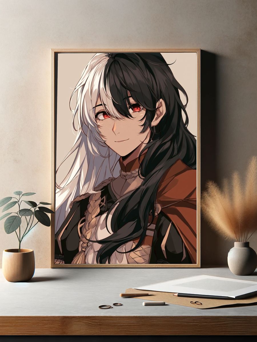 Split Hair Anime Portrait Poster. — room view 2