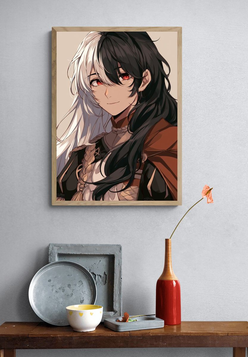 Split Hair Anime Portrait Poster. — room view 3