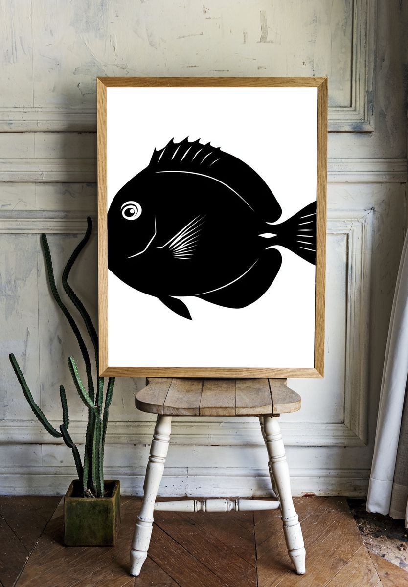 Black Fish Silhouette Poster. room preview