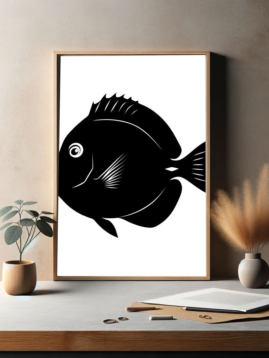 Black Fish Silhouette Poster. — room view 2