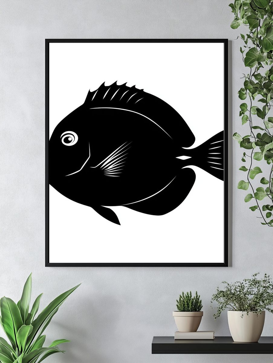 Black Fish Silhouette Poster. — room view 4