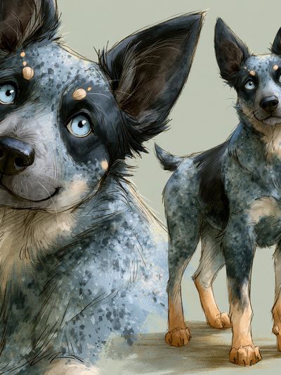 Blue Heeler Watercolor Poster. poster