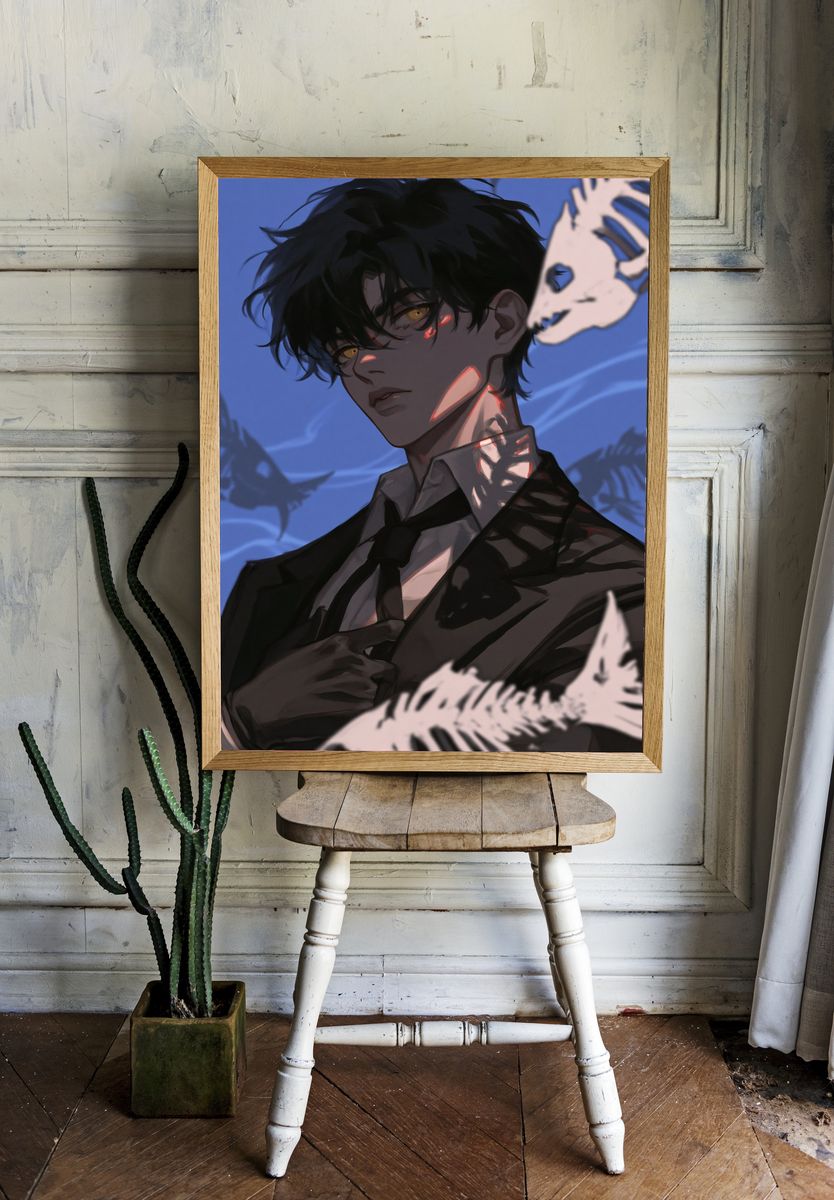 Dark Anime Portrait Print. — room view 1
