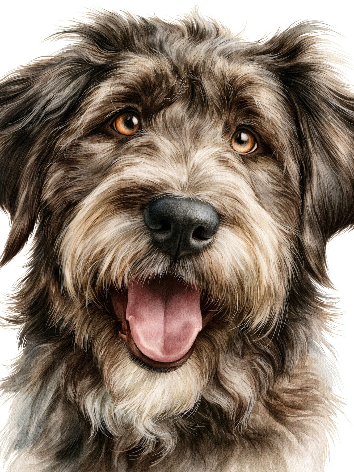 Happy Schnauzer Portrait Print. poster — animals art