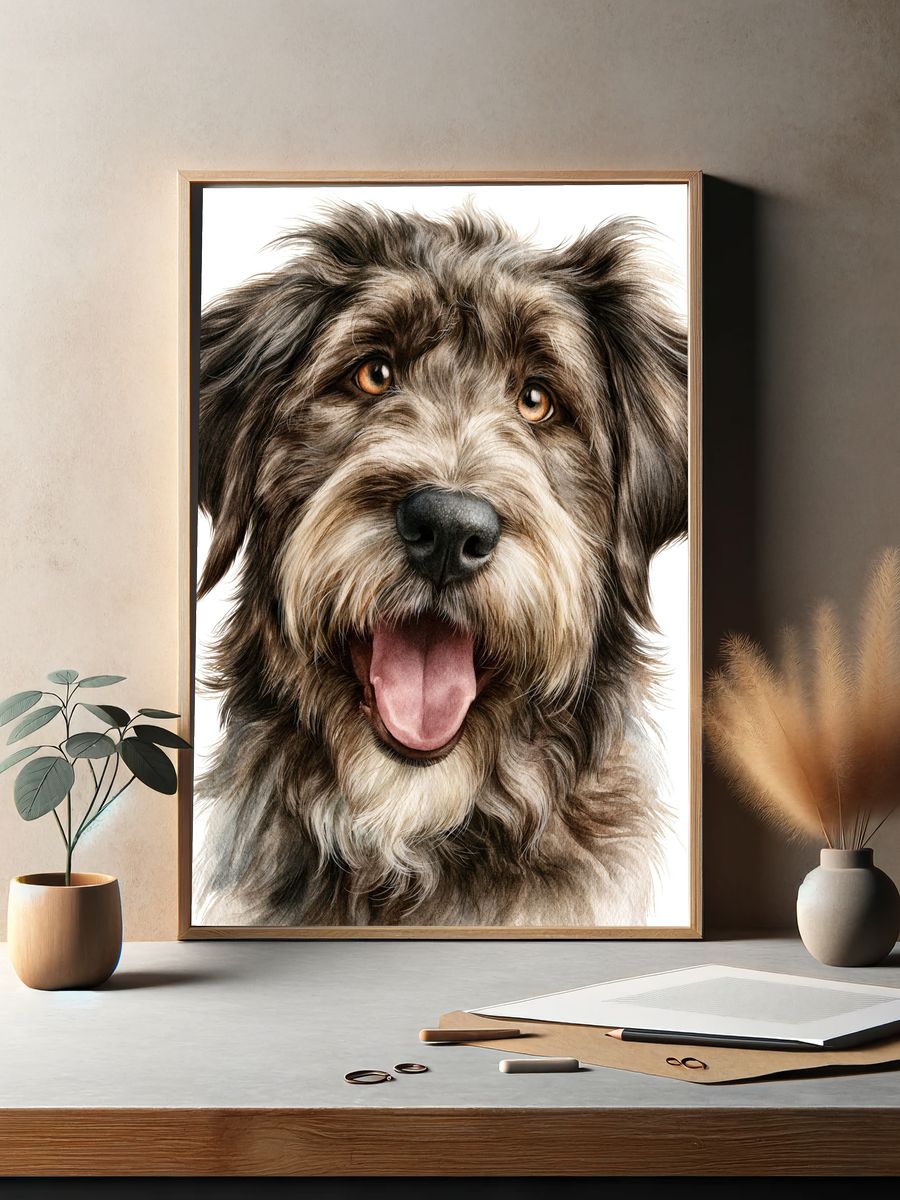 Happy Schnauzer Portrait Print. — room view 2