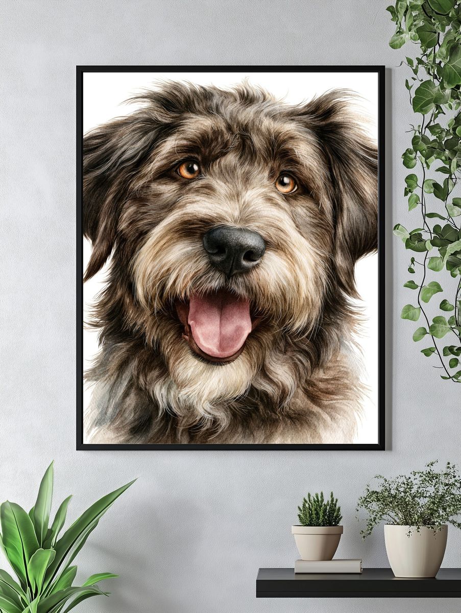 Happy Schnauzer Portrait Print. — room view 4