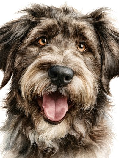 Happy Schnauzer Portrait Print.