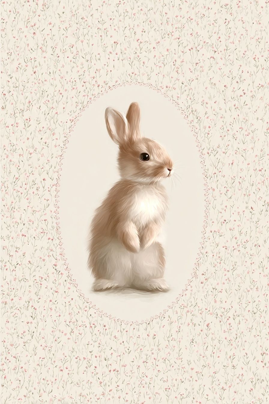Bunny Floral Illustration Poster. poster — animals art